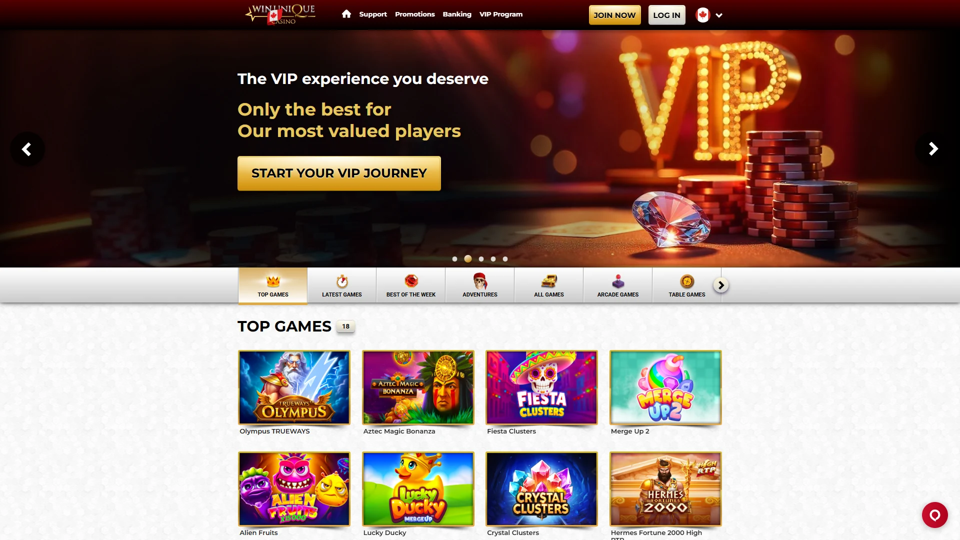Unique Casino registration form